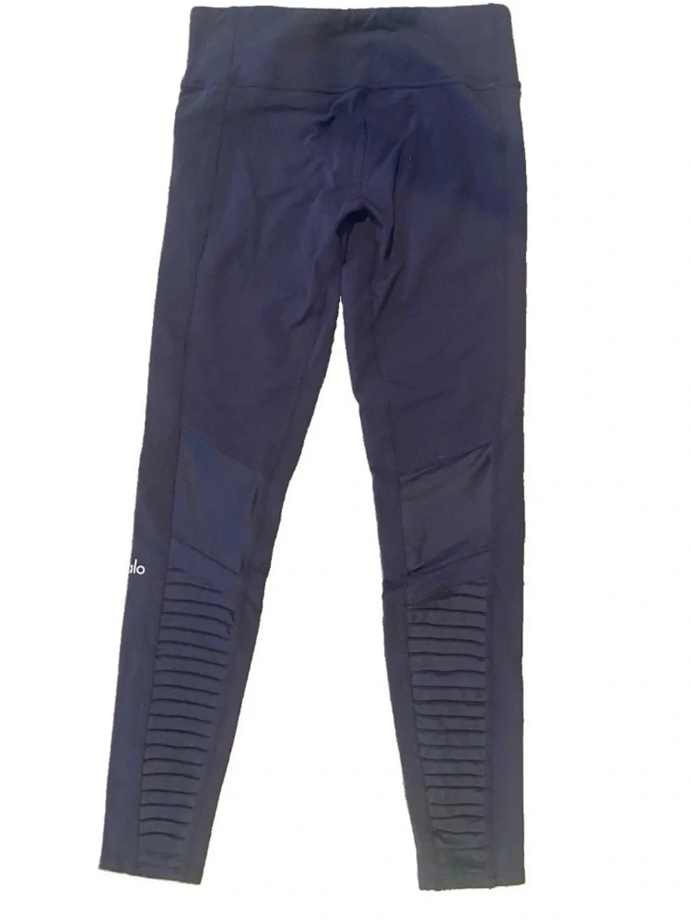 ALO Yoga High-Waist Moto Leggings Women's M Rich Navy Blue Ribbed Mesh Pant